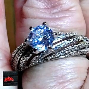 *ENGAGEMENT/ PROMISE* A RARE STERLING, *BLUE ZIRCON* SIZE 9. MEANING, DETAILS 👇